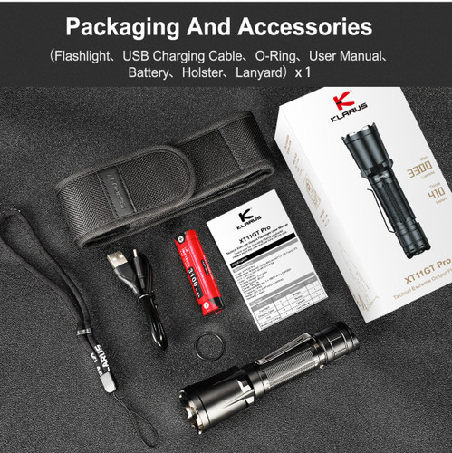 Klarus XT11GT Pro V3.0 tactical 3300 lumen 410m rechargeable LED torch