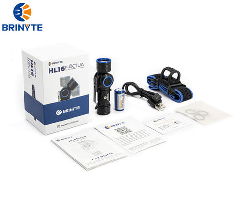 Brinyte HL16 Noctua adjustable 520 lumen rechargeable headlamp & right angle light