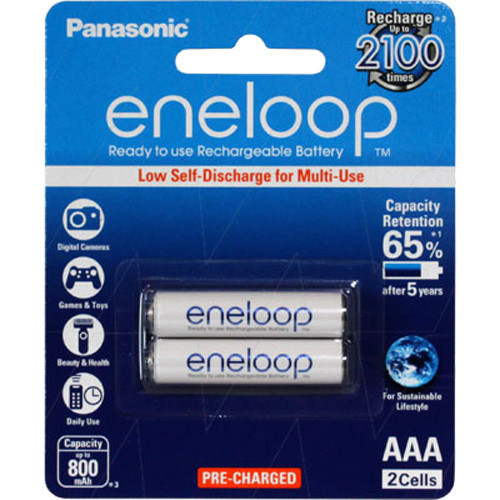 Panasonic Eneloop BK-4MCCE/2BA 2 x AAA NiMH Batteries 