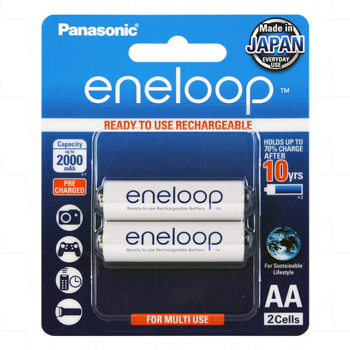 Panasonic Eneloop BK-3MCCE/2BA 2 x AA NiMH Batteries Panasonic Eneloop BK-3MCCE/2BA 2 x AA NiMH Batteries