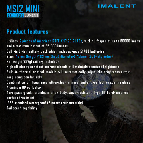 Imalent MS12 Mini Powerful 65000 lumen 1036m rechargeable search light
