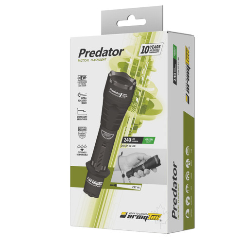 Armytek Predator XP-E2 200 lumen green output LED torch