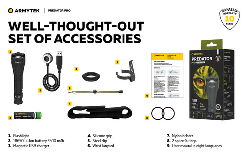 Armytek Predator Pro 1500 lumen 501m throw rechargeable LED torch