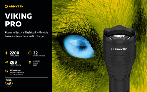 Armytek Viking Pro 2200 lumen 288m throw rechargeable LED torch