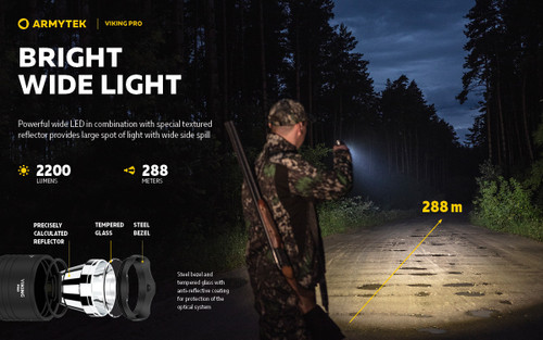Armytek Viking Pro 2200 lumen 288m throw rechargeable LED torch