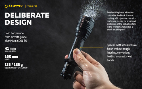 Armytek Viking Pro 2200 lumen 288m throw rechargeable LED torch
