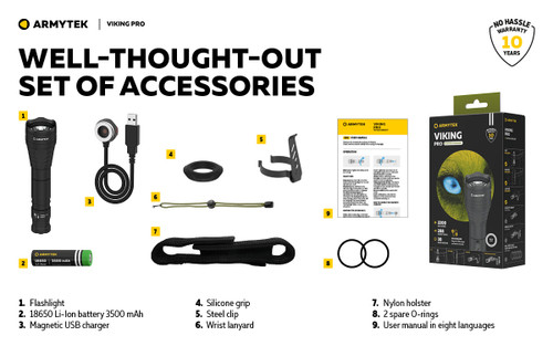 Armytek Viking Pro 2200 lumen 288m throw rechargeable LED torch