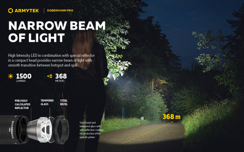 Armytek Dobermann Pro 1500 lumen 368m throw rechargeable LED torch