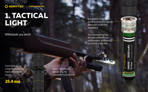 Armytek Dobermann Pro 1500 lumen 368m throw rechargeable LED torch