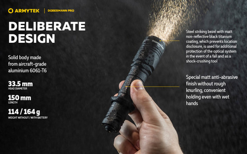 Armytek Dobermann Pro 1500 lumen 368m throw rechargeable LED torch