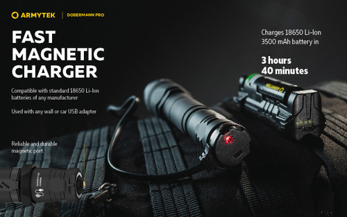 Armytek Dobermann Pro 1500 lumen 368m throw rechargeable LED torch