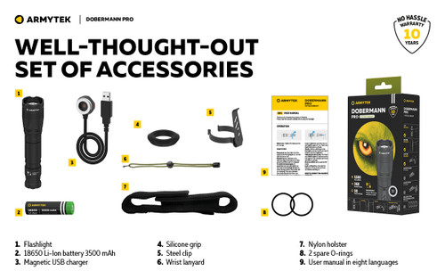 Armytek Dobermann Pro 1500 lumen 368m throw rechargeable LED torch