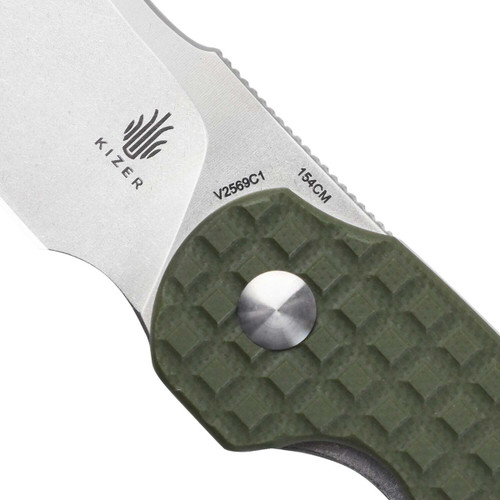 Kizer V2569C1 October Mini Liner Lock Knife Green G-10 2.54"  Stonewash