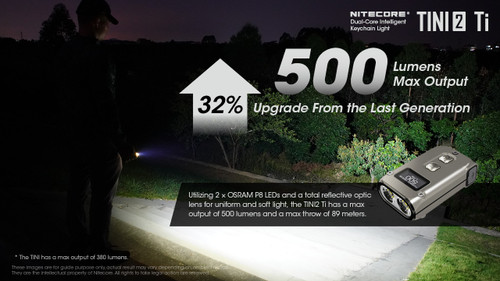 Nitecore TINI2 Ti 500 lumen USB-C rechargeable titanium keychain light
