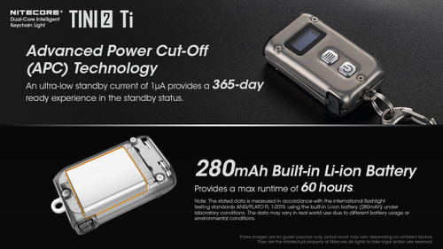 Nitecore TINI2 Ti 500 lumen USB-C rechargeable titanium keychain light