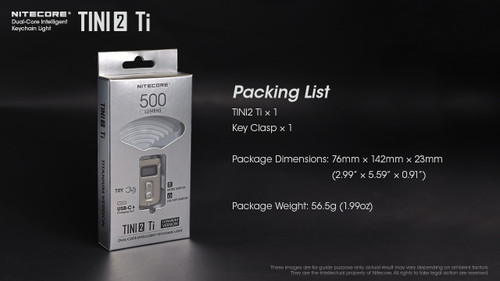 Nitecore TINI2 Ti 500 lumen USB-C rechargeable titanium keychain light