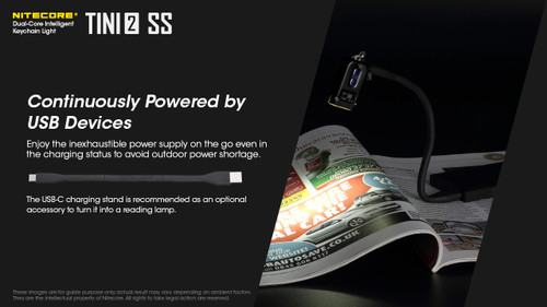 Nitecore TINI2 SS 500 lumen USB-C rechargeable stainless steel keychain light