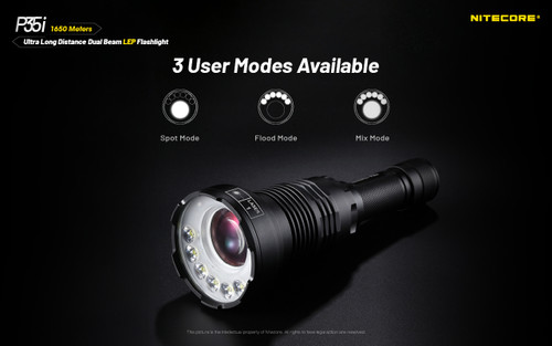 Nitecore P35i Dual beam 3000 Lumen 1615m throw rechargeable LEP & LED torch