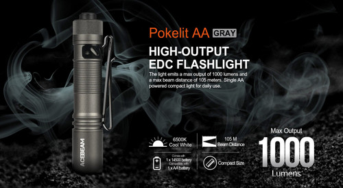 AceBeam Pokelit Grey Mini 1000 lumen rechargeable EDC torch