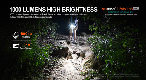 AceBeam Pokelit Grey Mini 1000 lumen rechargeable EDC torch