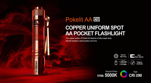 AceBeam Pokelit AA Copper high CRI 500 lumen EDC torch