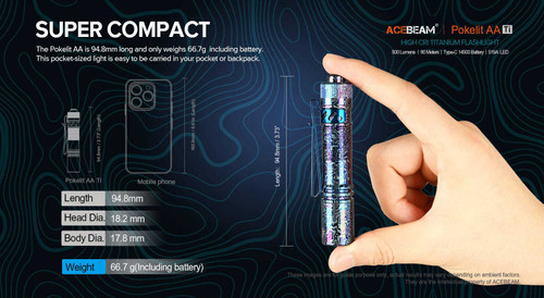 AceBeam Pokelit AA Titanium high CRI 500 lumen EDC torch