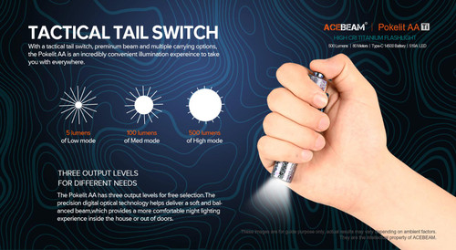 AceBeam Pokelit AA Titanium high CRI 500 lumen EDC torch