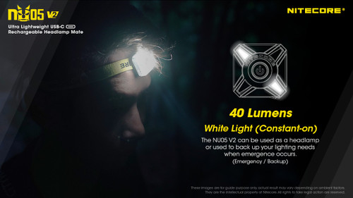 Nitecore NU05 V2 Kit 40 lumen Red & White output rechargeable LED headlamp
