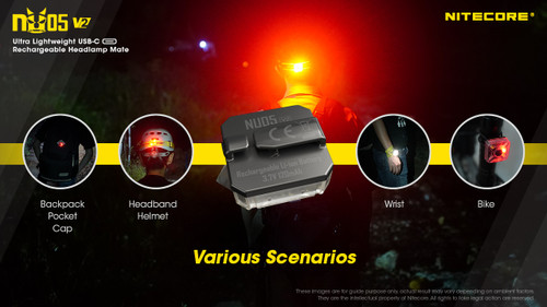 Nitecore NU05 V2 Kit 40 lumen Red & White output rechargeable LED headlamp
