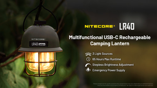 Nitecore LR40 Compact 100 lumen USB-C rechargeable camping lantern