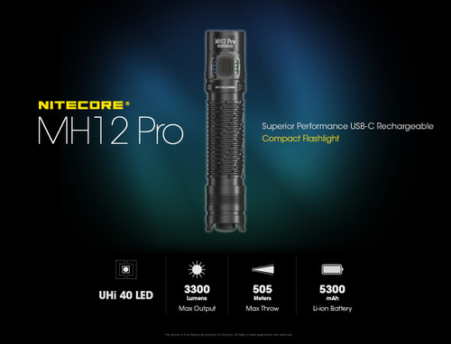 Nitecore MH12 Pro Compact 3300 lumen USB-C rechargeable torch