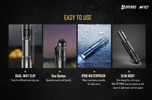 Speras M10 Slim 200 lumen AAA powered EDC torch