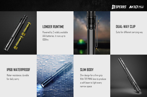 Speras M10 Plus Slim 250 lumen AAA powered EDC torch