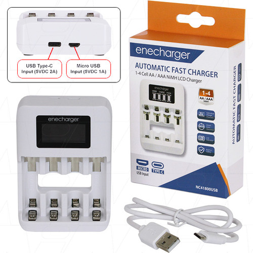 Enecharger NC41800USB Automatic fast charger for AA & AAA NiMH cells