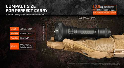 AceBeam L35 2.0 Compact 5000 lumen long range tactical torch