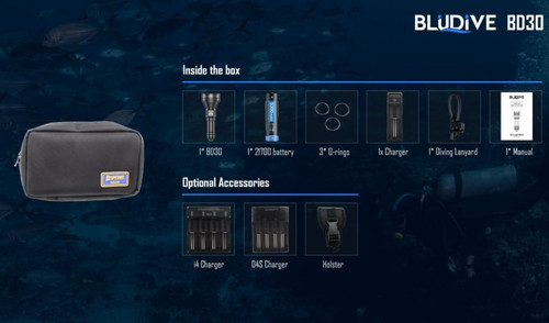 Bludive BD30 Long-range 1300 lumen 1.3km throw dive torch