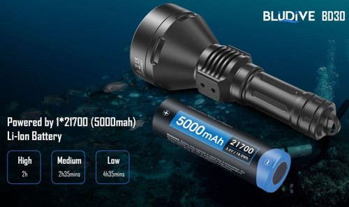 Bludive BD30 Long-range 1300 lumen 1.3km throw dive torch