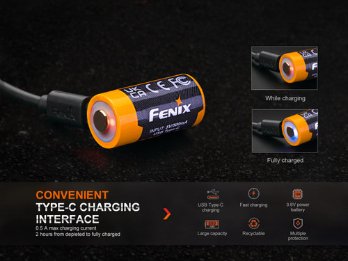 Fenix ARB-L16-800UP USB-C rechargeable 16340 Li-ion battery
