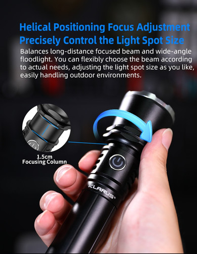 Klarus A3 Zoomable 2200 lumen adjustable focus USB-C rechargeable torch