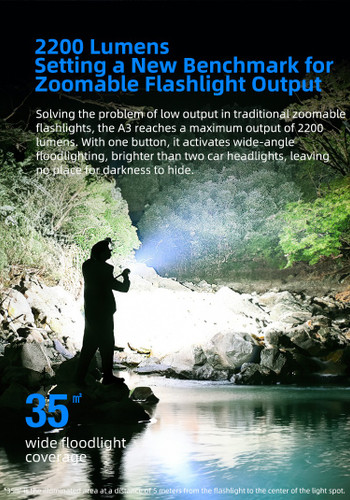Klarus A3 Zoomable 2200 lumen adjustable focus USB-C rechargeable torch