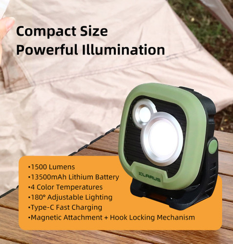 Klarus WL3 Portable 1500 lumen rechargeable camping light