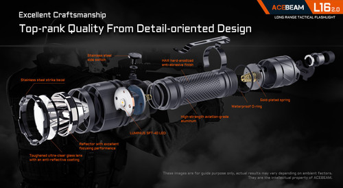 AceBeam L16 2.0 OD Green 2100 lumen 670m rechargeable tactical torch