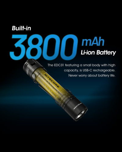 Nitecore EDC31 Compact 3500 lumen 380m throw rechargeable EDC torch