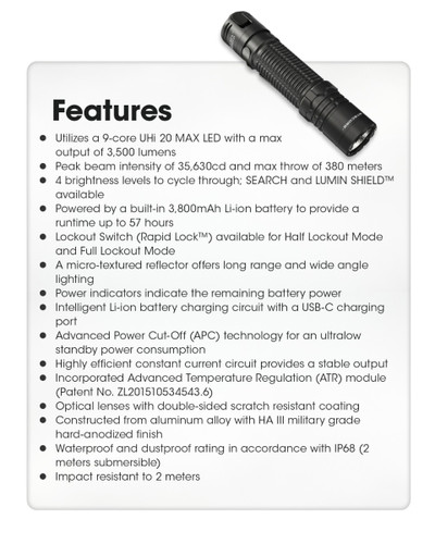 Nitecore EDC31 Compact 3500 lumen 380m throw rechargeable EDC torch