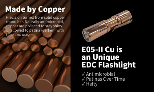 Manker E05 II Copper Pocket-sized 1300 lumen EDC torch