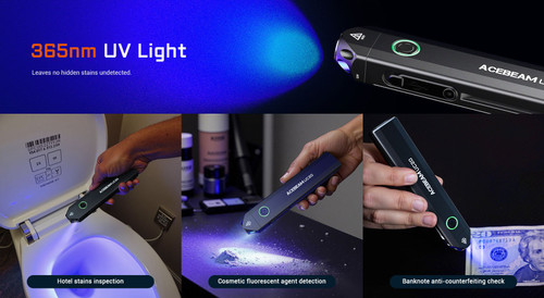 AceBeam UC20 Flat design 1000 lumen EDC torch with Red + UV light