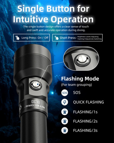 Nitecore DL30 Underwater 1100 lumen 588m throw dive torch