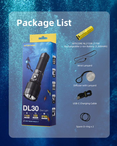 Nitecore DL30 Underwater 1100 lumen 588m throw dive torch