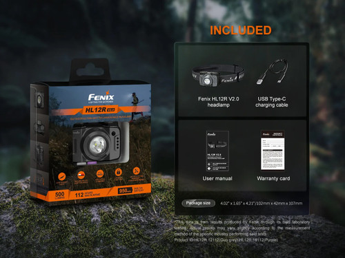 Fenix HL12R V2.0 Lightweight 500 Lumen Rechargeable Headlamp