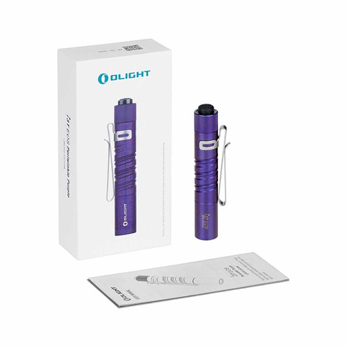 Olight i3T Titanium Periwinkle Purple Limited Edition 180 Lumen LED Torch with retail box and manual.